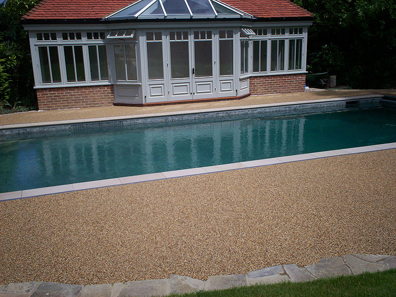 Pebbo Resin Bound Permeable Paving Swimming Pools